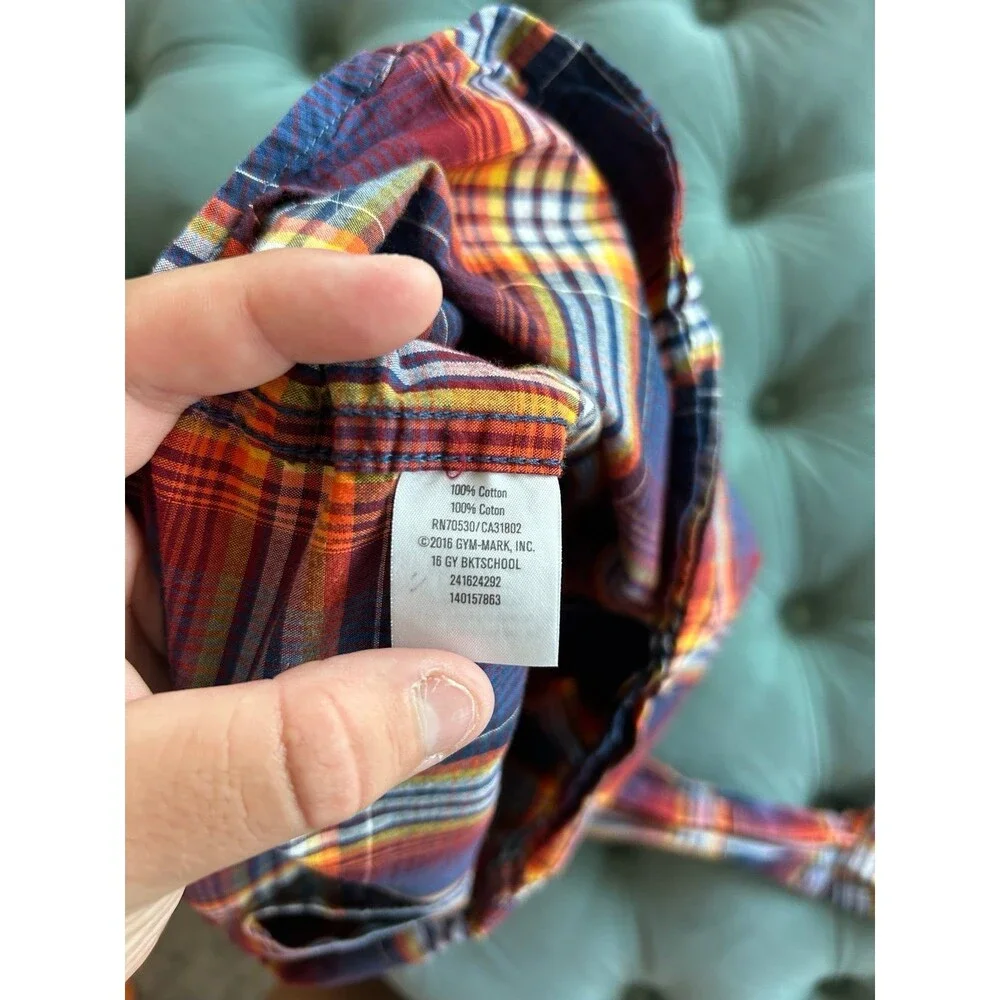 Boys Gymboree Fall Thanksgiving plaid check button down shirt size Small